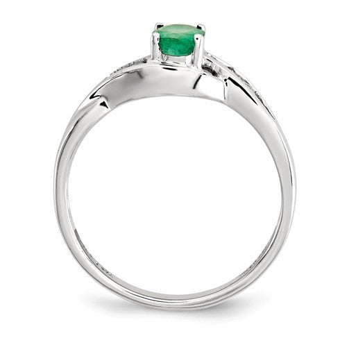 14k White Gold Oval Genuine Emerald Diamond Ring- Sparkle & Jade-SparkleAndJade.com Y13000E/AA RM5751-EM-008-WA