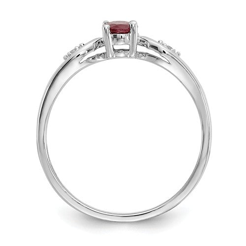 14k White Gold Oval Genuine Ruby and Diamond Ring- Sparkle & Jade-SparkleAndJade.com XBS306