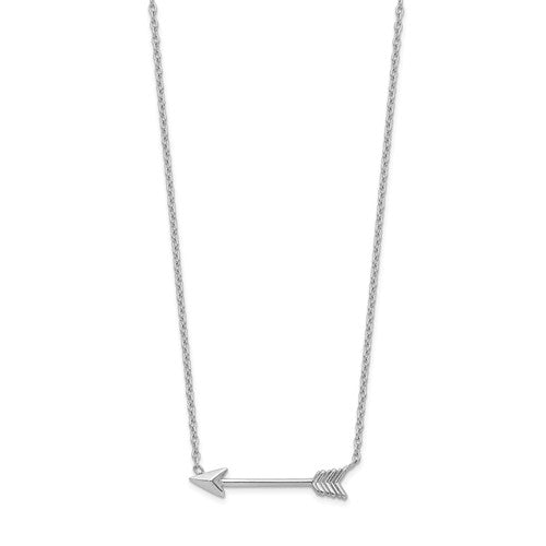 14k White Gold Petite Arrow 17" Necklace- Sparkle & Jade-SparkleAndJade.com SF2467-17