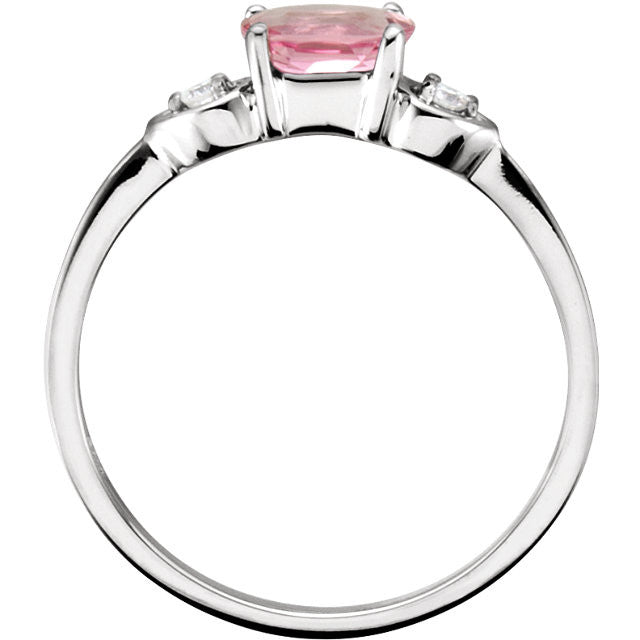 14k White Gold Pink Tourmaline & Diamond 3-Stone Ring- Sparkle & Jade-SparkleAndJade.com 67566:100:P