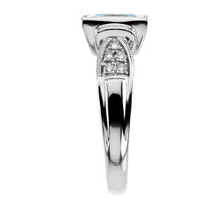 14k White Gold Princess Square Aquamarine & 1/8 CTW Diamond Ring- Sparkle & Jade-SparkleAndJade.com 66894:101:P