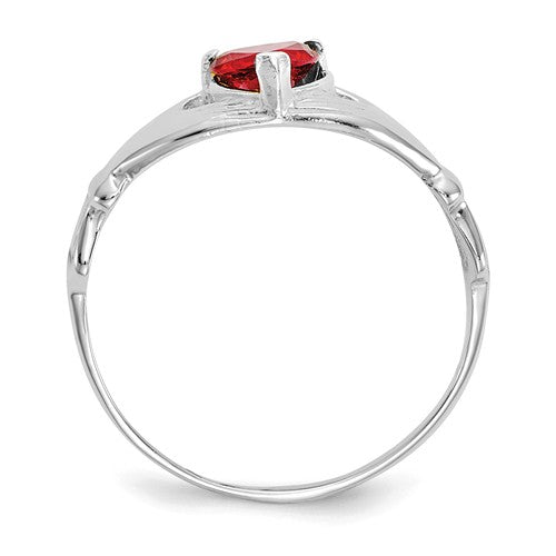 14k White Gold Red CZ Heart Claddagh Ring- Sparkle & Jade-SparkleAndJade.com D1780