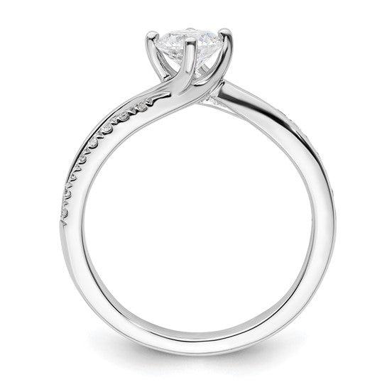 14k White Gold Round Lab-Grown Diamond VS/SI GH Round By-Pass Complete Engagement Rings- Sparkle & Jade-SparkleAndJade.com RM2433E-050-7CWLG