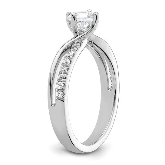 14k White Gold Round Lab-Grown Diamond VS/SI GH Round By-Pass Complete Engagement Rings- Sparkle & Jade-SparkleAndJade.com RM2433E-050-7CWLG