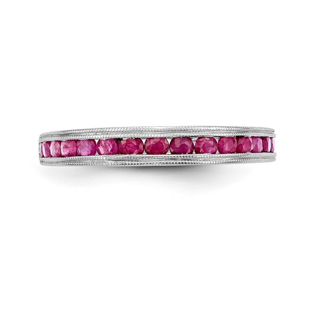 14k White Gold Ruby Milgrain Channel Set Anniversary Band- Sparkle & Jade-SparkleAndJade.com RM3454B-RU-W