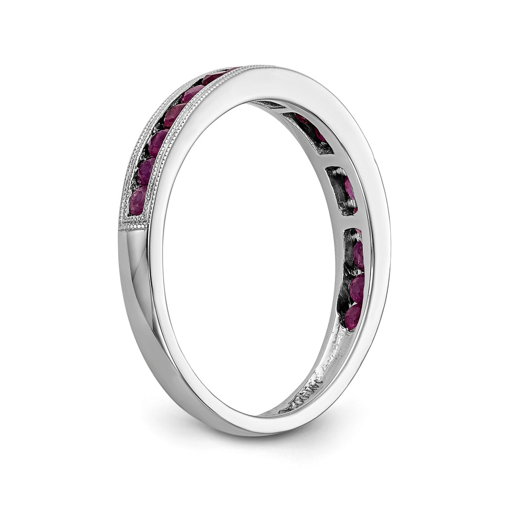 14k White Gold Ruby Milgrain Channel Set Anniversary Band- Sparkle & Jade-SparkleAndJade.com RM3454B-RU-W