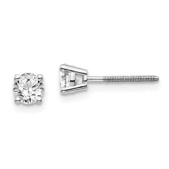 14k White Gold SI3 G-I Diamond Round Stud Thread Post Screwback Earrings- Sparkle & Jade-SparkleAndJade.com ST3-60W