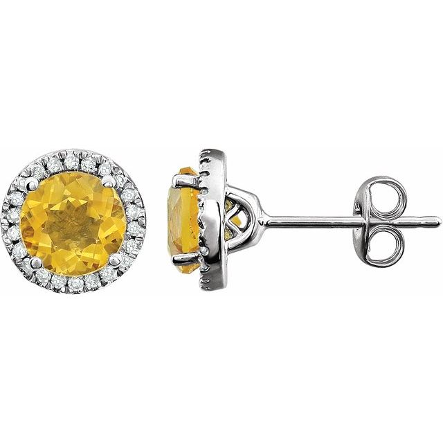 14k White Gold Sky 6mm Gemstones & 1/8 CTW Diamond Earrings- Sparkle & Jade-SparkleAndJade.com 651302:70006:P