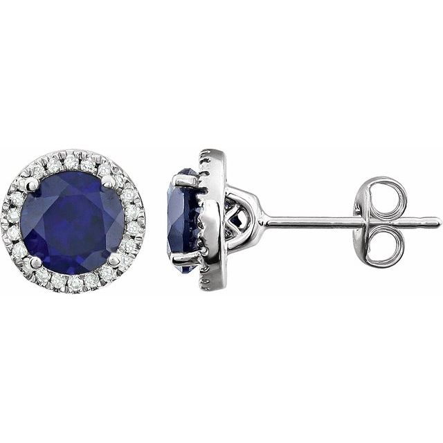 14k White Gold Sky 6mm Gemstones & 1/8 CTW Diamond Earrings- Sparkle & Jade-SparkleAndJade.com 651302:70008:P