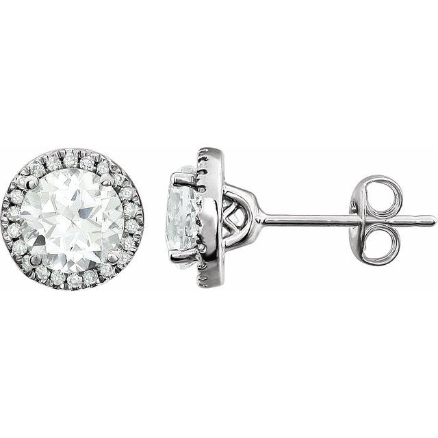 14k White Gold Sky 6mm Gemstones & 1/8 CTW Diamond Earrings- Sparkle & Jade-SparkleAndJade.com 651302:70009:P