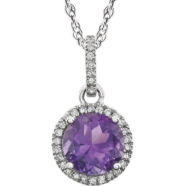 14k White Gold Sky Gemstone & Diamond Halo Necklace- Sparkle & Jade-SparkleAndJade.com 651301:70002:P
