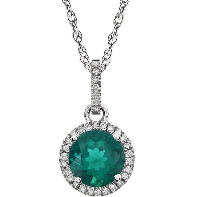 14k White Gold Sky Gemstone & Diamond Halo Necklace- Sparkle & Jade-SparkleAndJade.com 651301:70005:P