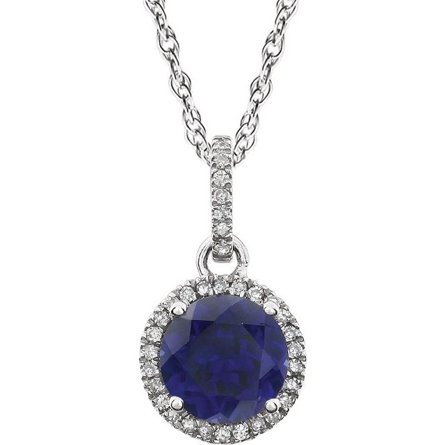 14k White Gold Sky Gemstone & Diamond Halo Necklace- Sparkle & Jade-SparkleAndJade.com 651301:70008:P