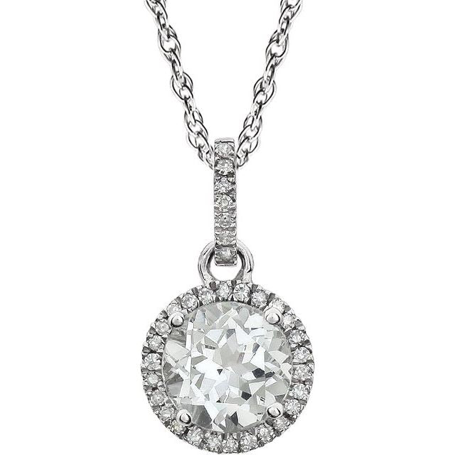 14k White Gold Sky Gemstone & Diamond Halo Necklace- Sparkle & Jade-SparkleAndJade.com 651301:70009:P