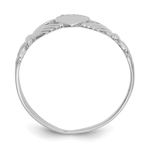 14k White Gold Solid Ladies Claddagh Ring- Sparkle & Jade-SparkleAndJade.com D3107