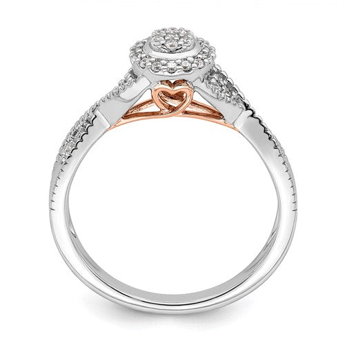 14k White and Rose Gold Complete Diamond Halo Cluster Engagement Ring- Sparkle & Jade-SparkleAndJade.com RM7561E-020-CWRAA