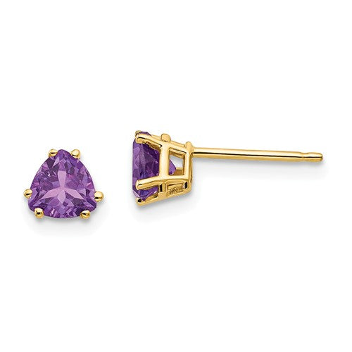 14k White or Yellow Gold 5mm Trillion Amethyst Earrings- Sparkle & Jade-SparkleAndJade.com XE93AM