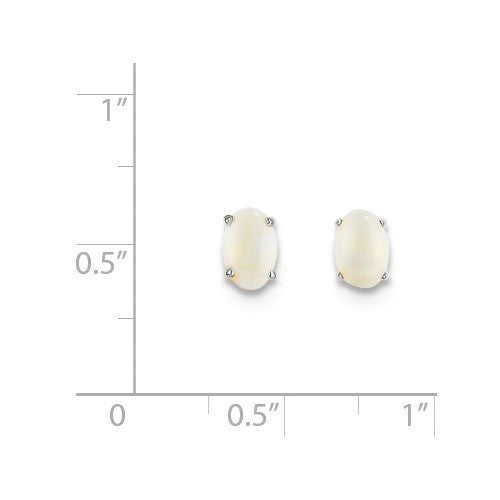 14k White or Yellow Gold 6x4mm Oval Genuine Australian Opal Earrings- Sparkle & Jade-SparkleAndJade.com 