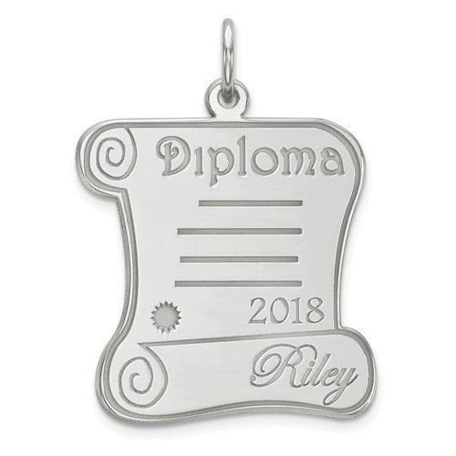 14k White or Yellow Gold Any Name & Year Graduation Diploma Charm Pendant- Sparkle & Jade-SparkleAndJade.com 