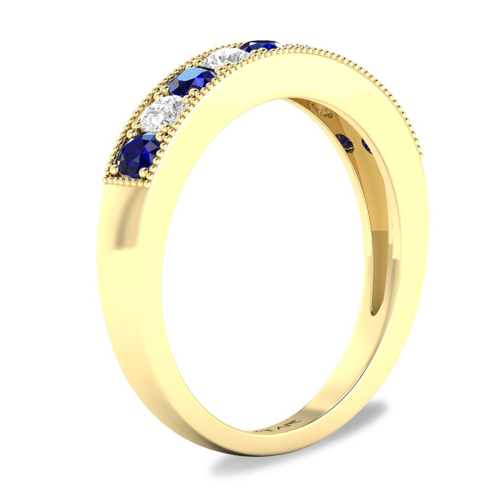 14k White or Yellow Gold Blue Sapphire & Diamond Wedding Anniversary Band- Sparkle & Jade-SparkleAndJade.com 