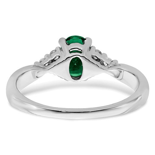 14k White or Yellow Gold Lab-Created Emerald Oval and Diamond Ring- Sparkle & Jade-SparkleAndJade.com RM7118-EM-012-WA