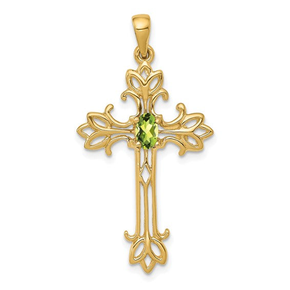 14k gold gemstone cross fashion pendant