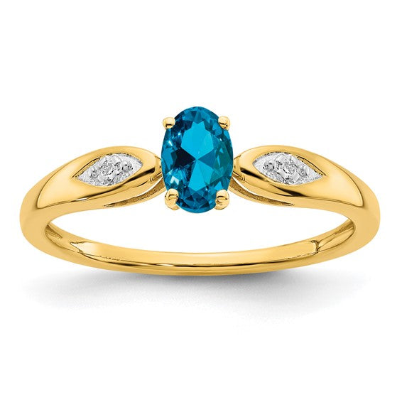 14k White or Yellow Gold Oval Gemstone Diamond Rings- Sparkle & Jade-SparkleAndJade.com 