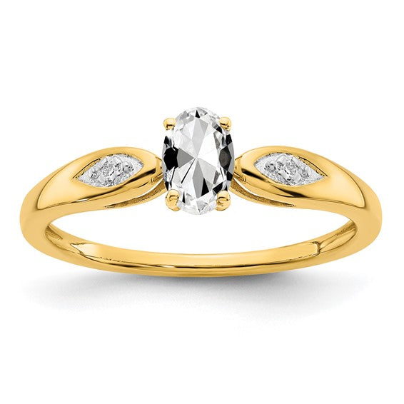 14k White or Yellow Gold Oval Gemstone Diamond Rings- Sparkle & Jade-SparkleAndJade.com XBS591