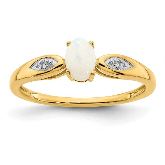 14k White or Yellow Gold Oval Gemstone Diamond Rings- Sparkle & Jade-SparkleAndJade.com XBS607