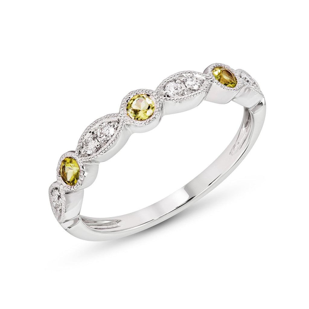 14k White or Yellow Gold Peridot & Diamond Anniversary Band- Sparkle & Jade-SparkleAndJade.com R11807WB-PER
