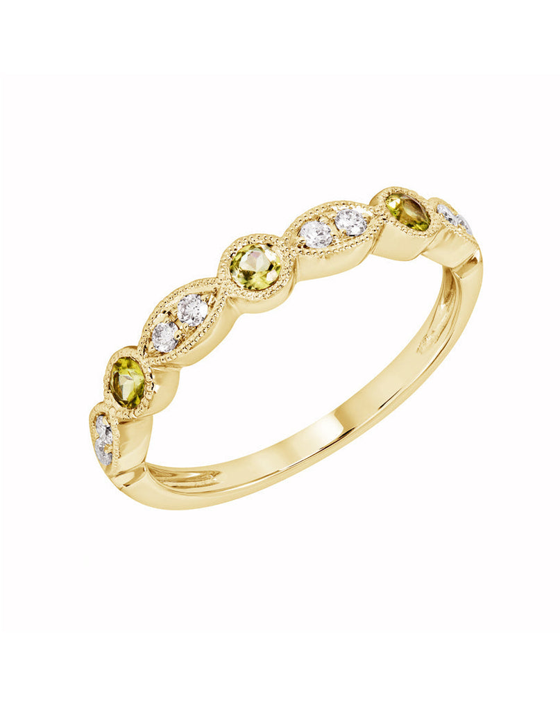 14k White or Yellow Gold Peridot & Diamond Anniversary Band- Sparkle & Jade-SparkleAndJade.com R11807YB-PER