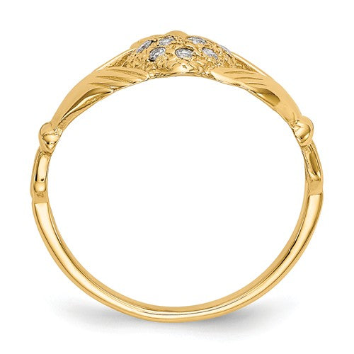 14k Yellow Gold 1/10ct AA Diamond Claddagh Ring- Sparkle & Jade-SparkleAndJade.com Y6307AA