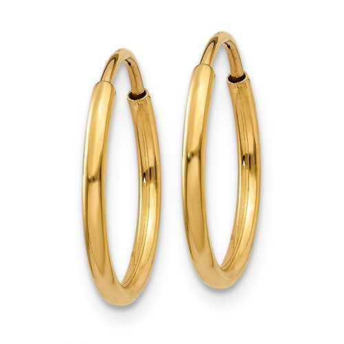 14k Yellow Gold 14mm x 1.25mm Endless Hoop Earrings- Sparkle & Jade-SparkleAndJade.com XY1210