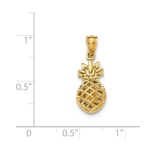 14k Yellow Gold 3D Pineapple Pendant- Sparkle & Jade-SparkleAndJade.com K5419