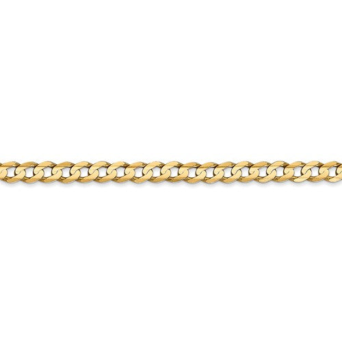 14k Yellow Gold 3.8mm Concave Open Curb Chain- Sparkle & Jade-SparkleAndJade.com 