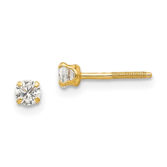 14k Yellow Gold 3mm Round Genuine Birthstone Screwback Earrings- Sparkle & Jade-SparkleAndJade.com GK115