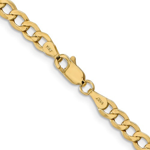 14k Yellow Gold 4.3mm Semi-Solid Curb Chain- Sparkle & Jade-SparkleAndJade.com 