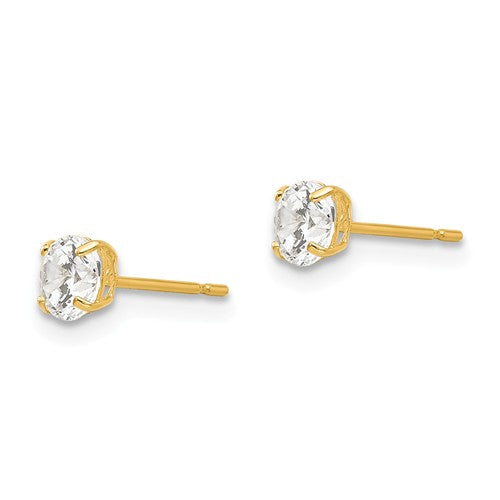 14k Yellow Gold 4mm Round CZ Post Earrings- Sparkle & Jade-SparkleAndJade.com XD27CZ