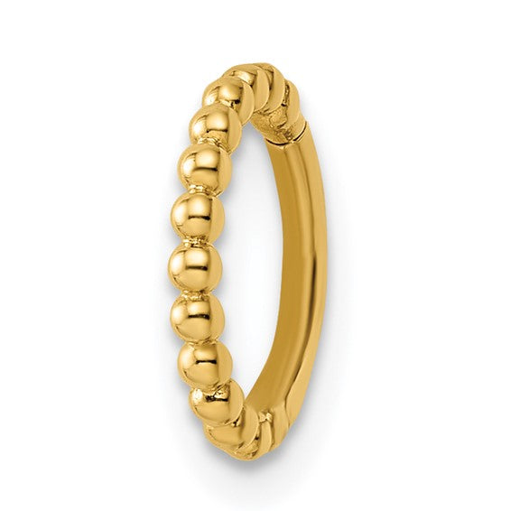 14k Yellow Gold Beaded Cartilage Hoop Ring- Sparkle & Jade-SparkleAndJade.com BD192