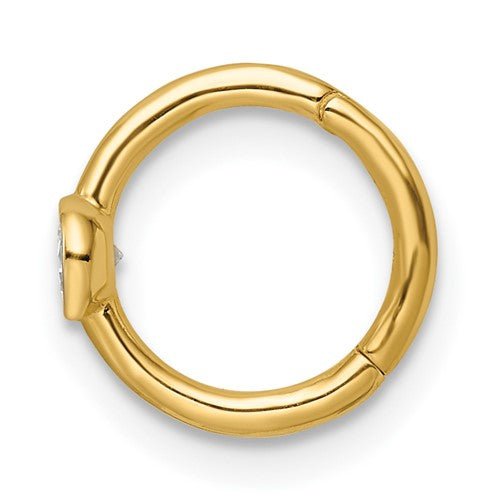 14k Yellow Gold Bezel Set CZ Cartilage Hoop Ring- Sparkle & Jade-SparkleAndJade.com BD200