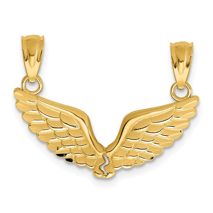 14k Yellow Gold Break Apart Angel Wings Pendants- Sparkle & Jade-SparkleAndJade.com K5883