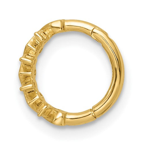 14k Yellow Gold CZ Cartilage Hoop Ring- Sparkle & Jade-SparkleAndJade.com BD193