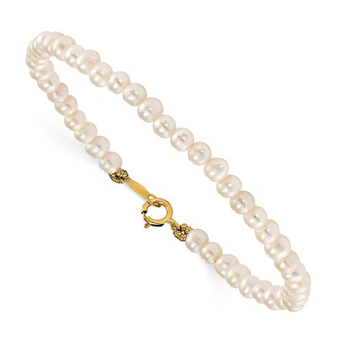 14k Yellow Gold Children's Cultured Pearl Necklace, Bracelet & Earrings Set- Sparkle & Jade-SparkleAndJade.com SE2385