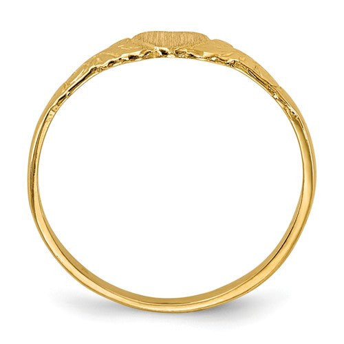 14k Yellow Gold Child's Heart Ring w/ Optional Center Initial Engraving- Sparkle & Jade-SparkleAndJade.com R222