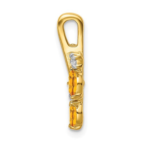 14k Yellow Gold Citrine and Diamond Leaves Pendant- Sparkle & Jade-SparkleAndJade.com PM7127-CI-009-YA