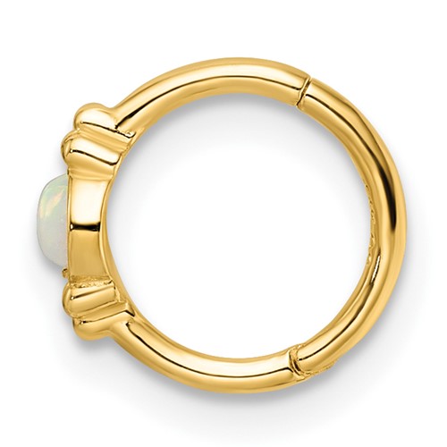 14k Yellow Gold Created Opal Cartilage Hoop Ring- Sparkle & Jade-SparkleAndJade.com BD201