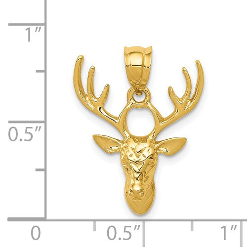 14k Yellow Gold Deer Head Pendant- Sparkle & Jade-SparkleAndJade.com K5999