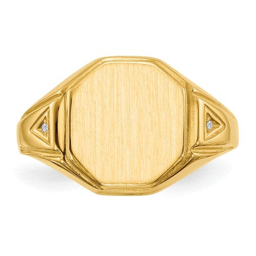 14k Yellow Gold Diamond Accented Signet Ring (Mens Sizes)- Sparkle & Jade-SparkleAndJade.com RS499AA