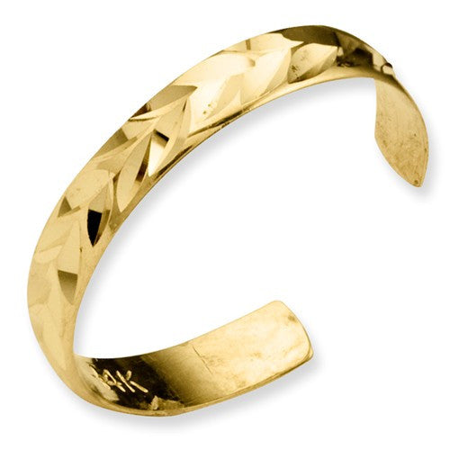 14k Yellow Gold Diamond Cut Toe Ring- Sparkle & Jade-SparkleAndJade.com C2095