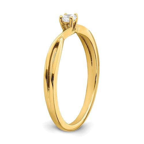 14k Yellow Gold Diamond Solitaire Petite 0.115 CT Promise Ring- Sparkle & Jade-SparkleAndJade.com RM6619E-012-YAA